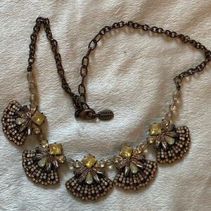 Stella & Ruby Vintage Yellow and Brown Fan Statement Necklace